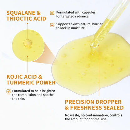 Kojic Acid Turmeric Niacinamide Serum Precise Dropper Design Deep Moisturizing Soothe Skin Brighten Skin Tone Facial Care